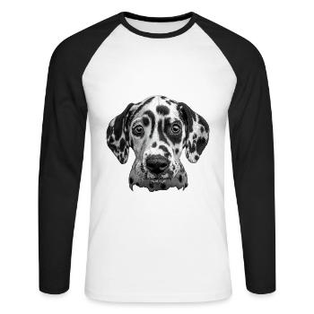 Dalmatiner - Unisex Baseballshirt langarm - Weiß/Schwarz - Vorne - Nik (191cm)