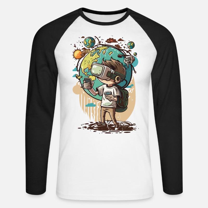 Visionario virtuale - Maglia da baseball a manica lunga da uomo - bianco/nero