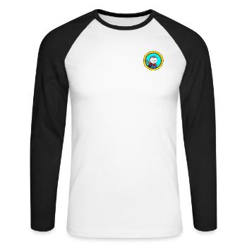 Erste Kollektion - Unisex Baseballshirt langarm - Weiß/Schwarz - Vorne - Nik (191cm)