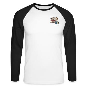 Sorry I don´t sprechen English - Unisex Baseballshirt langarm - Weiß/Schwarz - Vorne - Nik (191cm)