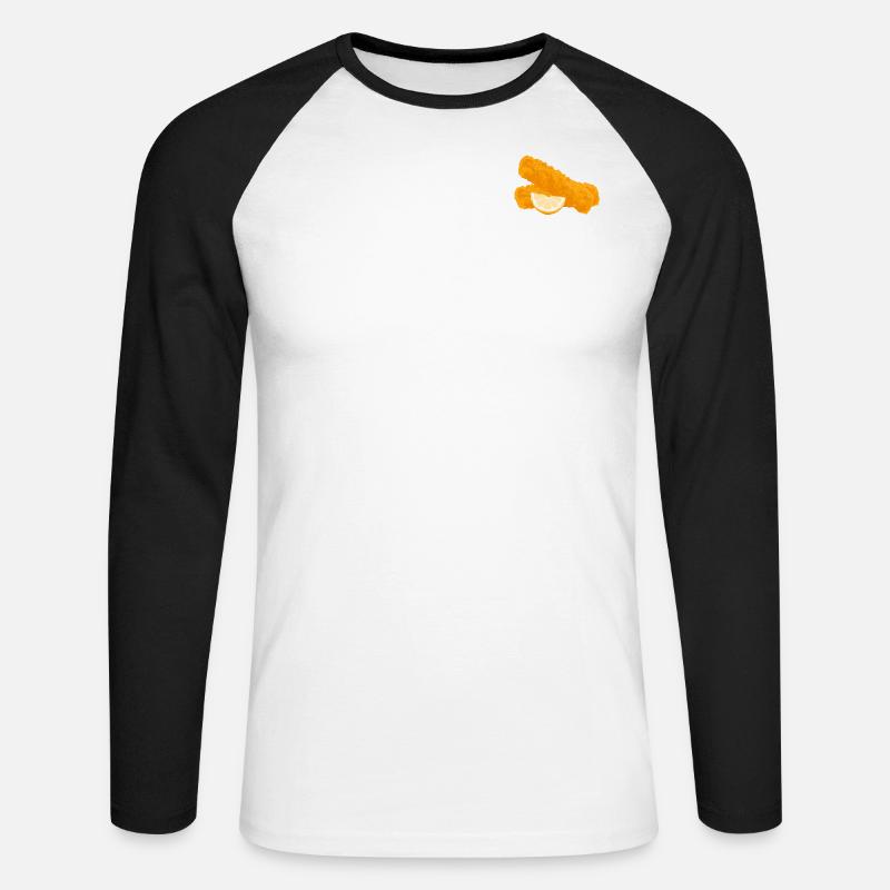 Fischstäbchen - Unisex Baseballshirt langarm - Weiß/Schwarz