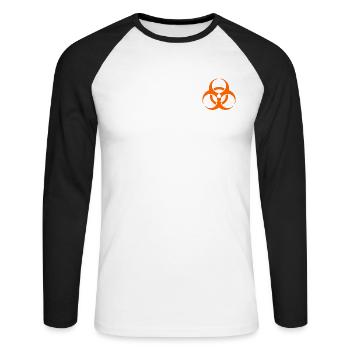 Biohazard symbol Orange Auf dem Herzen - Unisex Baseballshirt langarm - Weiß/Schwarz - Vorne - Nik (191cm)