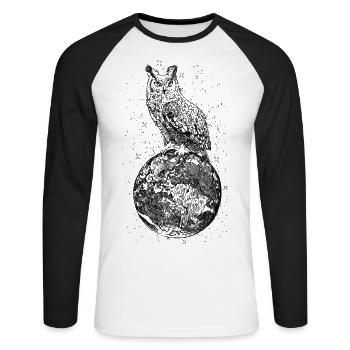 Owlworld - Unisex Baseballshirt langarm - Weiß/Schwarz - Vorne - Nik (191cm)