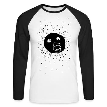 Schädel abstrakt - Unisex Baseballshirt langarm - Weiß/Schwarz - Vorne - Nik (191cm)
