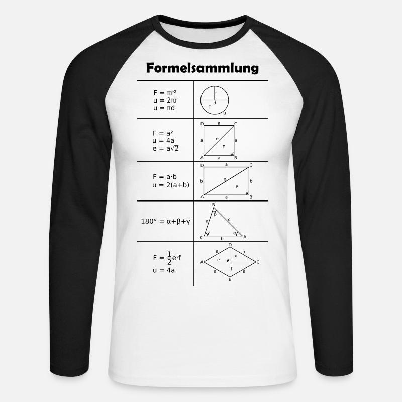 Formelsammlung / Mathe / Mathematik - Unisex Baseballshirt langarm - Weiß/Schwarz