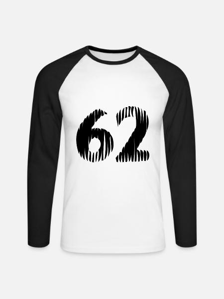 62 Zahl Trikot - Unisex Baseballshirt langarm - Weiß/Schwarz