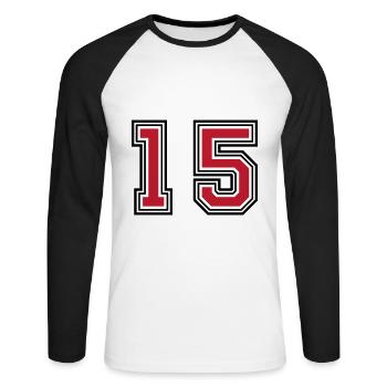15 symboles numériques - T-shirt baseball manches longues Homme - blanc/noir - Devant - Nik (191cm)