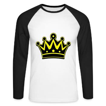 Crown Icon Symbol - Unisex Long Sleeve Baseball T-Shirt - white/black - Front - Nik (191cm)