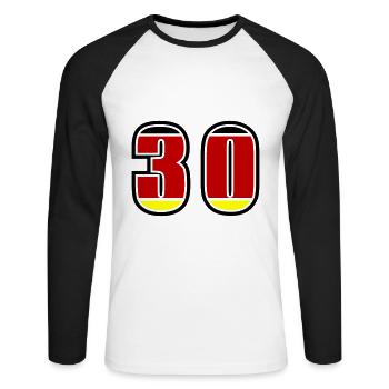 Numéro 30 Allemagne Jersey - T-shirt baseball manches longues Homme - blanc/noir - Devant - Nik (191cm)