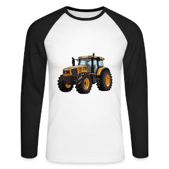 Traktor Farmer Symbol - Unisex Baseballshirt langarm - Weiß/Schwarz - Vorne - Nik (191cm)