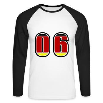 6 Nummer Deutschland Trikot - Unisex Baseballshirt langarm - Weiß/Schwarz - Vorne - Nik (191cm)