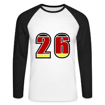 26 Nummer Deutschland Trikot - Unisex Baseballshirt langarm - Weiß/Schwarz - Vorne - Nik (191cm)