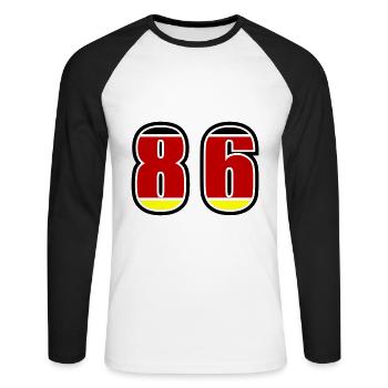 86 Nummer Deutschland Trikot - Unisex Baseballshirt langarm - Weiß/Schwarz - Vorne - Nik (191cm)