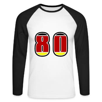 Maillot Allemagne numéro 80 - T-shirt baseball manches longues Homme - blanc/noir - Devant - Nik (191cm)