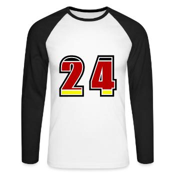 24 Number Germany Jersey - Unisex Long Sleeve Baseball T-Shirt - white/black - Front - Nik (191cm)