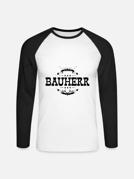Bauherr Haus Bau - Unisex Baseballshirt langarm - Weiß/Schwarz