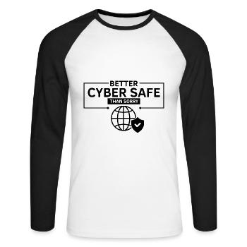 Conception de la cybersécurité pour les pirates informatiques et la cybersécurité - T-shirt baseball manches longues Homme - blanc/noir - Devant - Nik (191cm)