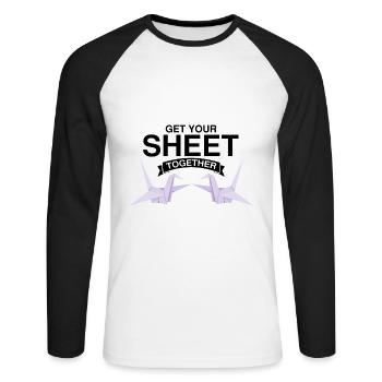 Conception d'origami Kirigami coloré - T-shirt baseball manches longues Homme - blanc/noir - Devant - Nik (191cm)