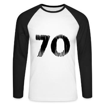 70 number jersey - Unisex Long Sleeve Baseball T-Shirt - white/black - Front - Nik (191cm)