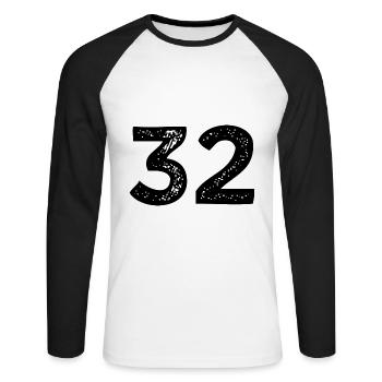 32 number jersey - Unisex Long Sleeve Baseball T-Shirt - white/black - Front - Nik (191cm)