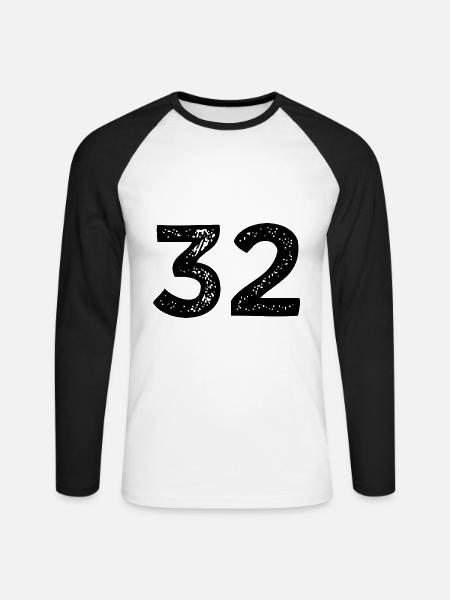 32 number jersey - Unisex Long Sleeve Baseball T-Shirt - white/black