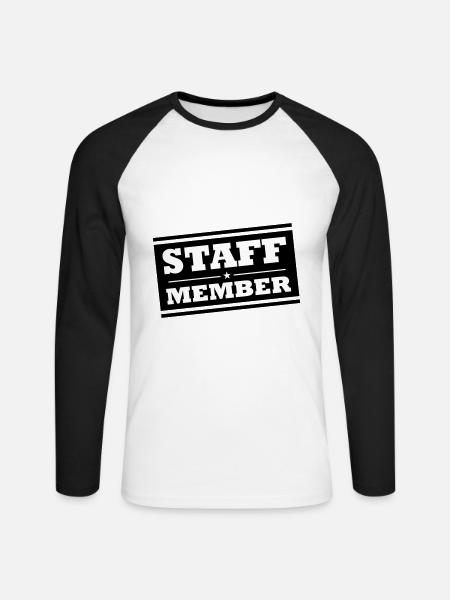 Staff Members - Unisex Long Sleeve Baseball T-Shirt - white/black