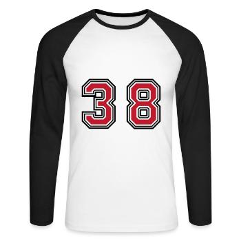 38 number symbol - Unisex Long Sleeve Baseball T-Shirt - white/black - Front - Nik (191cm)