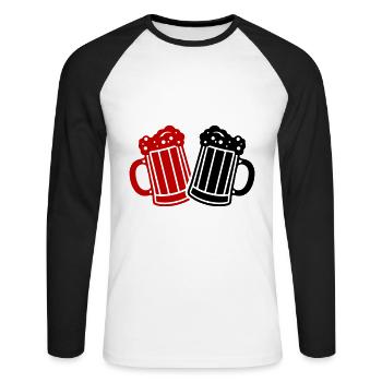 Chope de bière, symbole de la bière, bravo - T-shirt baseball manches longues Homme - blanc/noir - Devant - Nik (191cm)