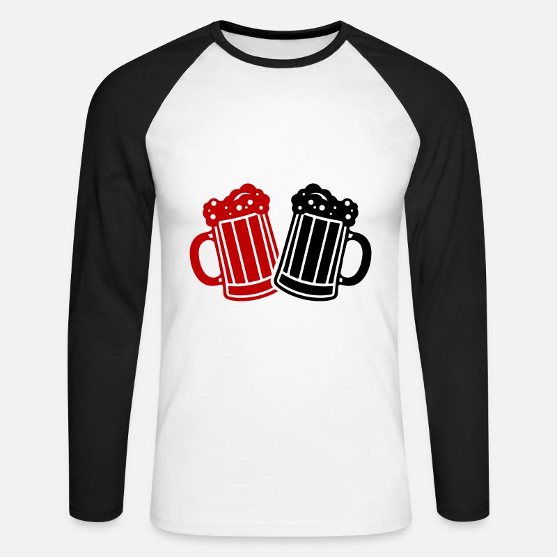 Bierkrug Bier Symbol Prost - Unisex Baseballshirt langarm - Weiß/Schwarz