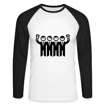 L’équipe de l’enterrement de vie de garçon et de garçon - T-shirt baseball manches longues Homme - blanc/noir - Devant - Nik (191cm)