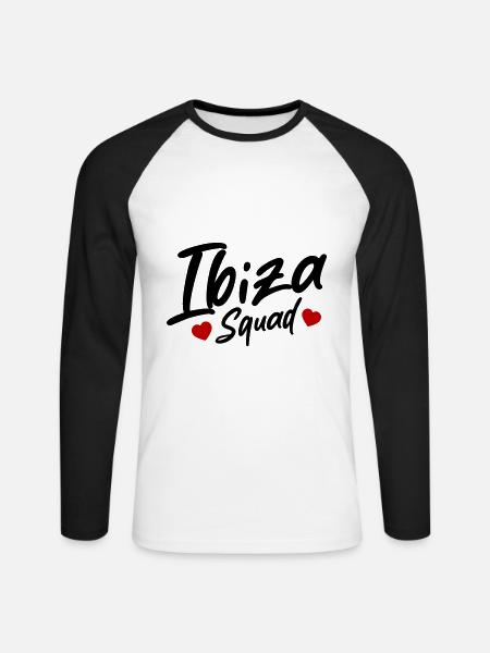 Ibiza Squad Heart - Unisex Long Sleeve Baseball T-Shirt - white/black