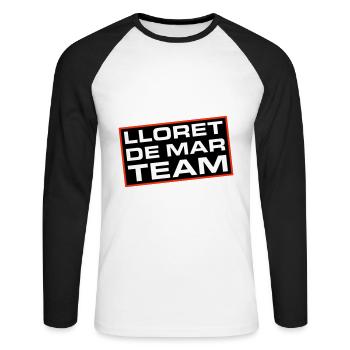 L’équipe Lloret De Mar - T-shirt baseball manches longues Homme - blanc/noir - Devant - Nik (191cm)