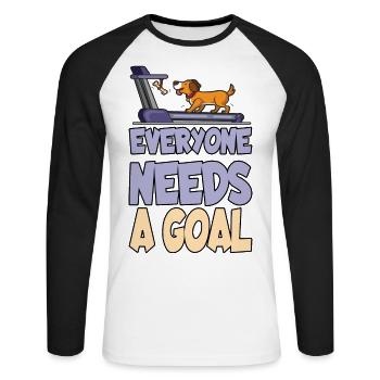 Jeder braucht ein Ziel - Unisex Baseballshirt langarm - Weiß/Schwarz - Vorne - Nik (191cm)