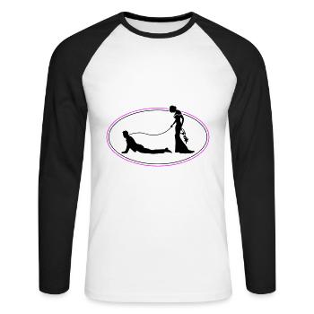 Hochzeit Brautpaar Leine - Unisex Baseballshirt langarm - Weiß/Schwarz - Vorne - Nik (191cm)