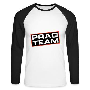 Prague Team - Unisex Long Sleeve Baseball T-Shirt - white/black - Front - Nik (191cm)