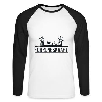 Huhn Bauer Landwirt Führungskraft - T-shirt baseball manches longues Homme - blanc/noir - Devant - Nik (191cm)