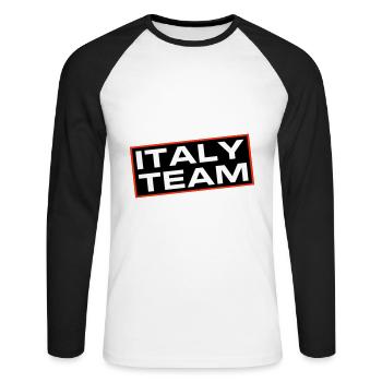 Italy Team - Unisex Long Sleeve Baseball T-Shirt - white/black - Front - Nik (191cm)