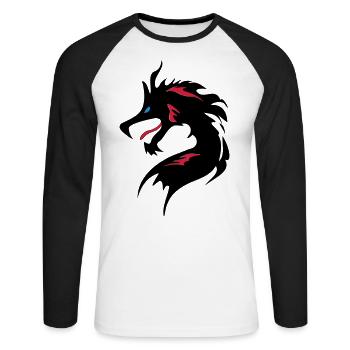 ❤️👄🐉Cool Dragon Head-I Love Dragon-龍 - Unisex Long Sleeve Baseball T-Shirt - white/black - Front - Nik (191cm)