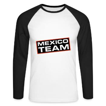 Mexico Team - Unisex Long Sleeve Baseball T-Shirt - white/black - Front - Nik (191cm)