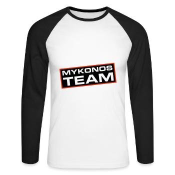 Mykonos Team - Unisex Long Sleeve Baseball T-Shirt - white/black - Front - Nik (191cm)