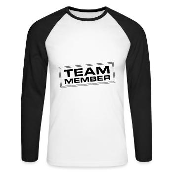 Team Member - Unisex Long Sleeve Baseball T-Shirt - white/black - Front - Nik (191cm)