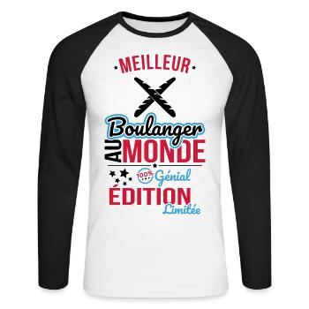 Best Baker in the World - 100% Awesome - Unisex Long Sleeve Baseball T-Shirt - white/black - Front - Nik (191cm)