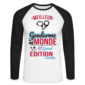 Best Policeman in the World - 100% Awesome - Unisex Long Sleeve Baseball T-Shirt - white/black - Front - Nik (191cm)