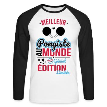 Best Table Tennis Player in the World - 100% Awesome - Unisex Long Sleeve Baseball T-Shirt - white/black - Front - Nik (191cm)
