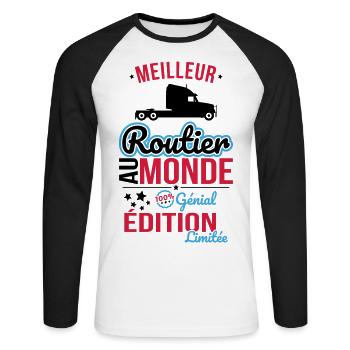 World's Best Truck Driver - 100% Awesome - Unisex Long Sleeve Baseball T-Shirt - white/black - Front - Nik (191cm)