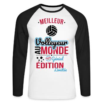 Best Volleyball Player in the World - 100% Awesome - Unisex Long Sleeve Baseball T-Shirt - white/black - Front - Nik (191cm)