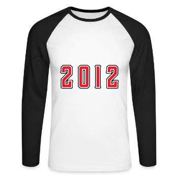 2012 year birthday - Unisex Long Sleeve Baseball T-Shirt - white/black - Front - Nik (191cm)