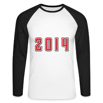 2014 year birthday - Unisex Long Sleeve Baseball T-Shirt - white/black - Front - Nik (191cm)