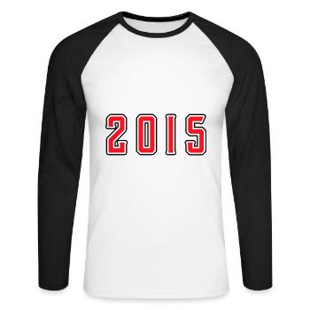 2015 year birthday - Unisex Long Sleeve Baseball T-Shirt - white/black - Front - Nik (191cm)