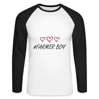 Fermier garçon coeur amour - T-shirt baseball manches longues Homme - blanc/noir - Devant - Nik (191cm)